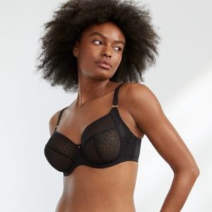 NWT Freya Starlight Side Support Unlined Bra in Black Size 34H